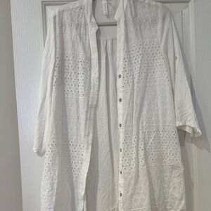 White Eyelet Women Swim Coverup